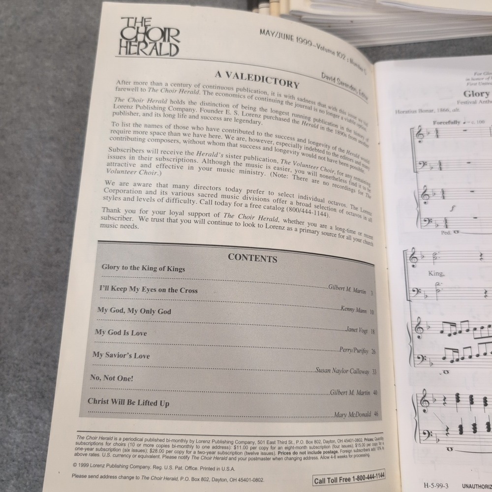 The Choir Herald May June 1999 Lorenz Publishing Choral Sheet Music Lot of 18 - Picture 2 of 2